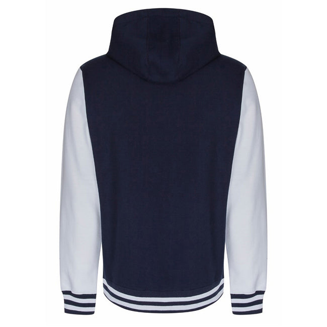 Navy-White - Back - FDM Mens Active Zip Hoodie