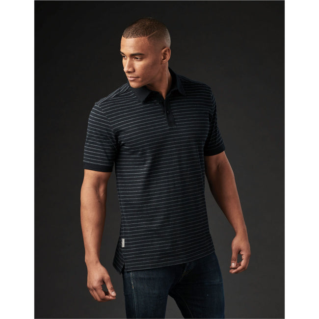 Black-Gray Heather - Back - Stormtech Mens Railtown Polo Shirt