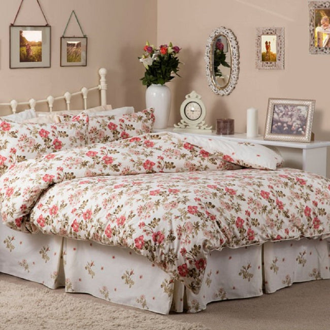 Ivory - Back - Belledorm Wild Rose Fitted Valance