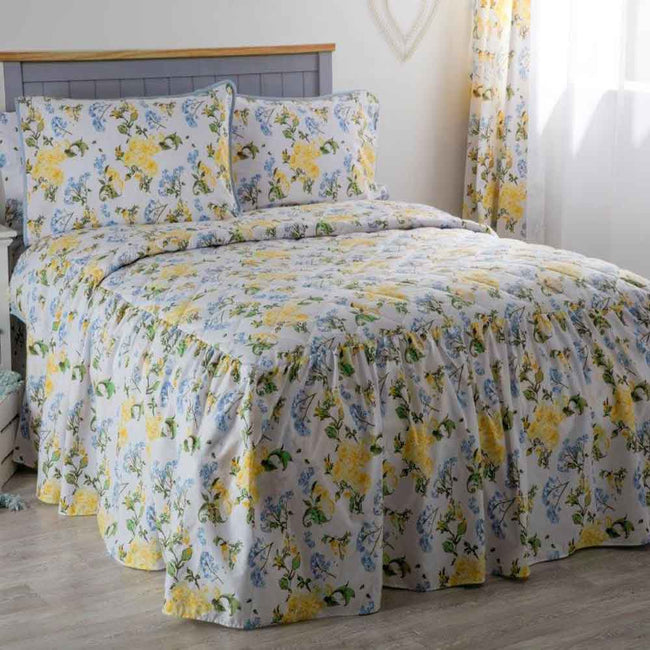 White-Blue-Lemon-Green - Front - Belledorm Arabella Country Dream Bedspread