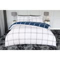 Navy-White - Back - Belledorm Dalton Brushed Cotton Checked Duvet Set