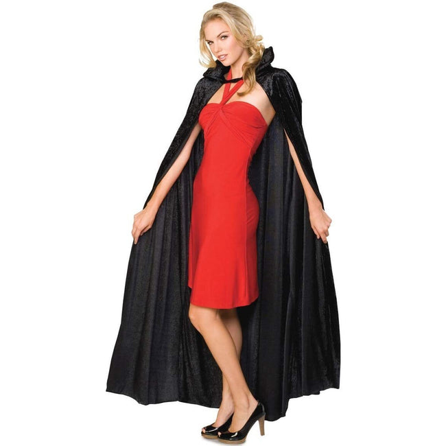 Black - Front - Rubies Crushed Velvet Cape
