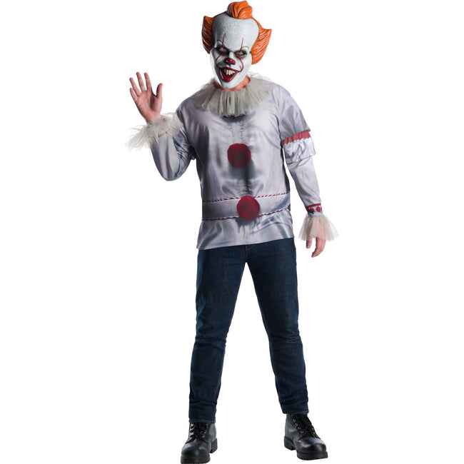 Gray-Red-Orange - Front - It Mens Pennywise Costume Top Set