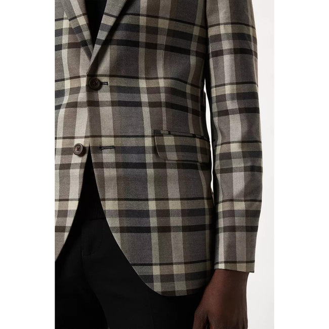 Brown - Side - Burton Mens Checked Slim Jacket