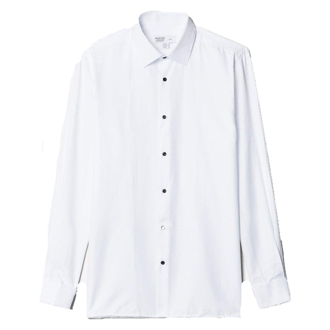 White - Front - Burton Mens Full Cuffed Slim Formal Shirt