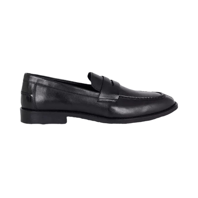Black - Front - Burton Mens Plain Leather Loafers