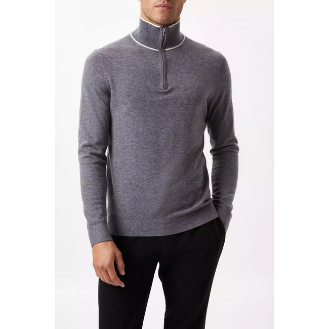 Gray - Side - Burton Mens Tipped Soft Touch Quarter Zip Sweatshirt