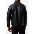 Black - Back - Burton Mens Leather-Look PU Trucker Jacket
