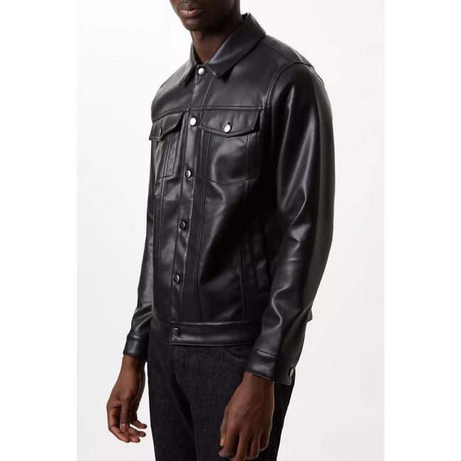 Black - Lifestyle - Burton Mens Leather-Look PU Trucker Jacket