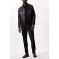 Black - Pack Shot - Burton Mens Leather-Look PU Trucker Jacket