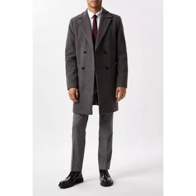 Charcoal - Pack Shot - Burton Mens Double-Breasted Overcoat