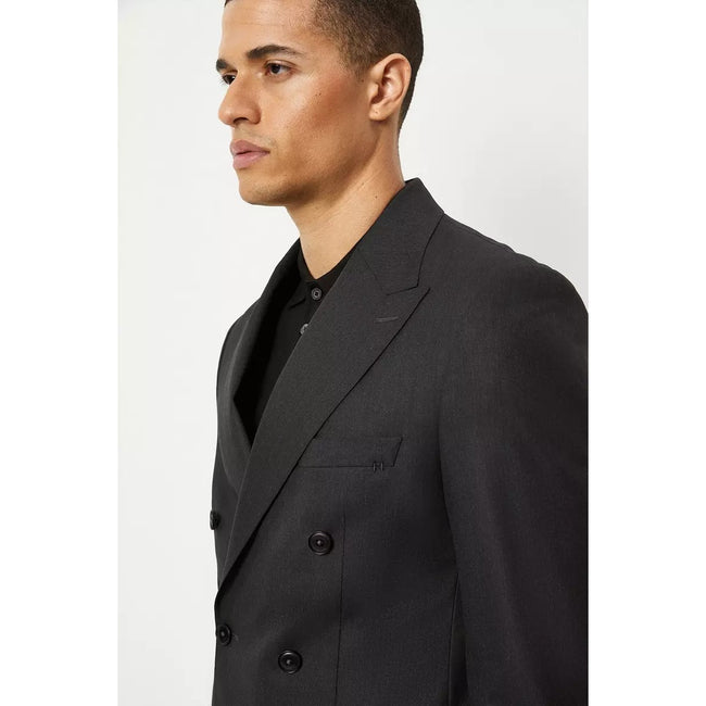 Charcoal - Side - Burton Mens 1904 Double-Breasted Slim Suit Jacket