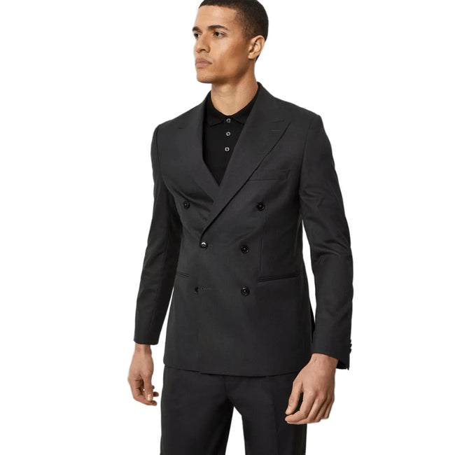Charcoal - Front - Burton Mens 1904 Double-Breasted Slim Suit Jacket