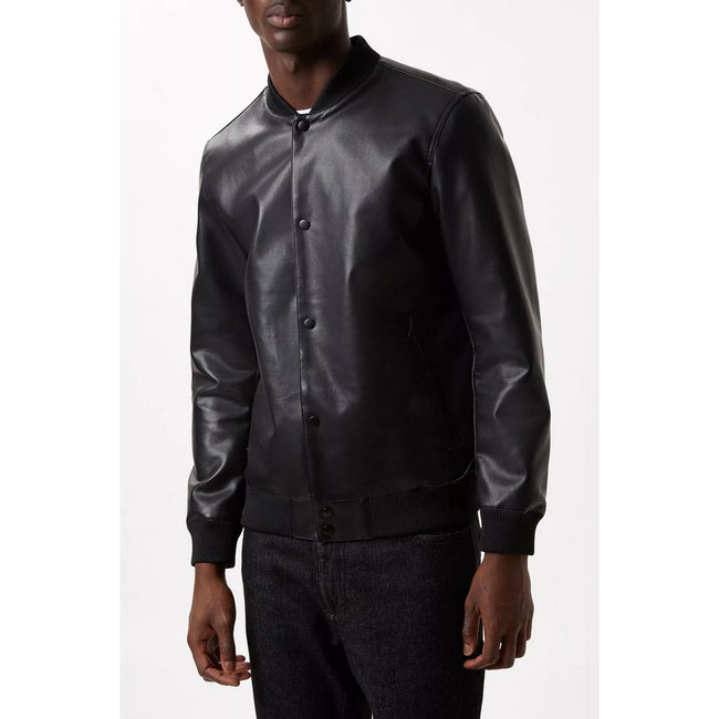 Black - Lifestyle - Burton Mens Leather Effect Bomber Jacket