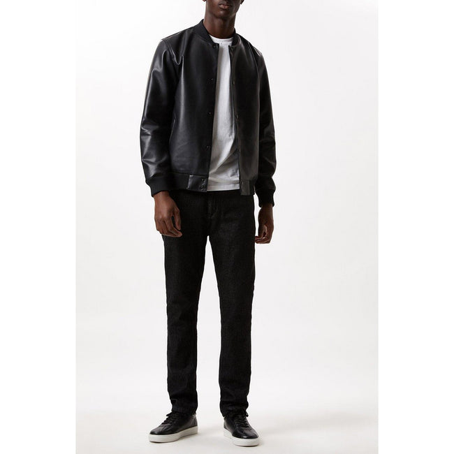 Black - Pack Shot - Burton Mens Leather Effect Bomber Jacket
