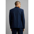 Navy - Back - Burton Mens Multi Check Double-Breasted Skinny Suit Jacket