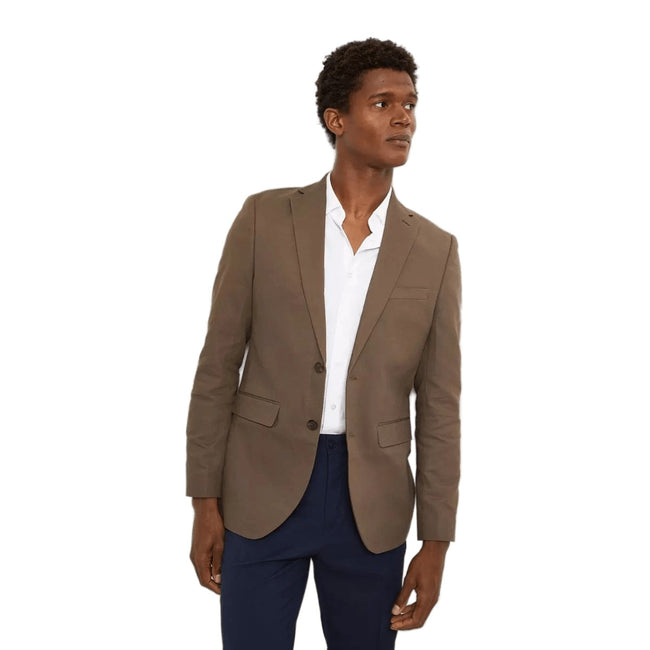 Brown - Front - Burton Mens Cotton Single-Breasted Blazer