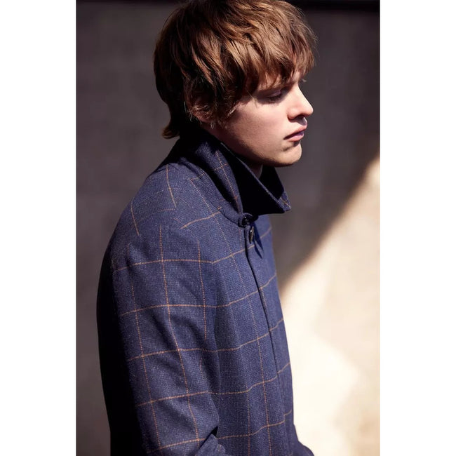 Navy - Pack Shot - Burton Mens Windowpane Check Overcoat