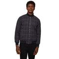 Navy - Front - Burton Mens Checked Wool Bomber Jacket