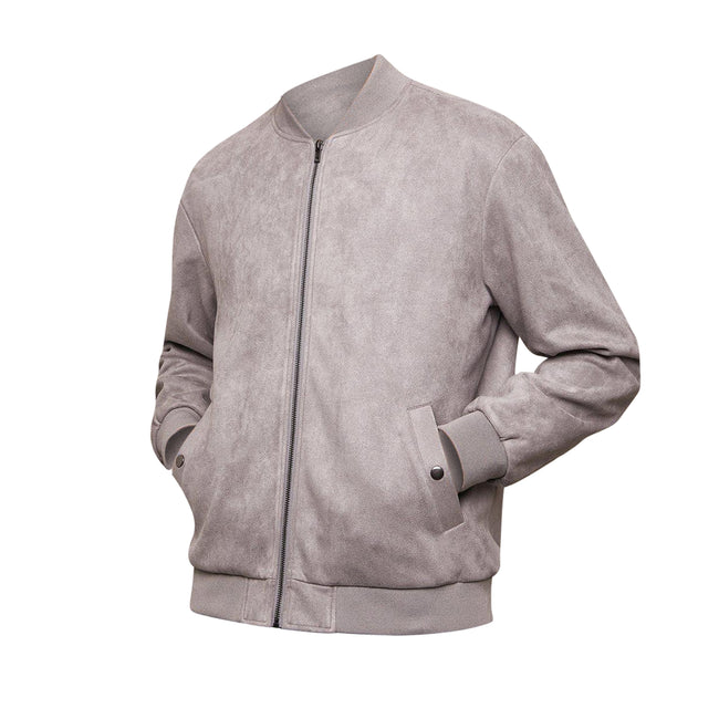 Light Grey - Front - Burton Mens Suedette Bomber Jacket