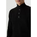 Black - Side - Burton Mens Button Knitted Supersoft Sweater