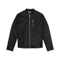 Black - Front - Burton Mens Leather Effect Racer Jacket