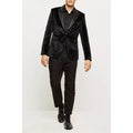 Black - Close up - Burton Mens Velvet Slim Suit Jacket