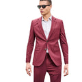 Burgundy - Front - Burton Mens Skinny Suit Jacket