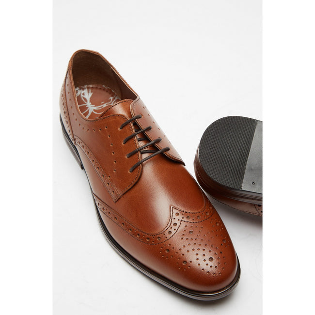 Tan - Side - Burton Mens Leather Brogues