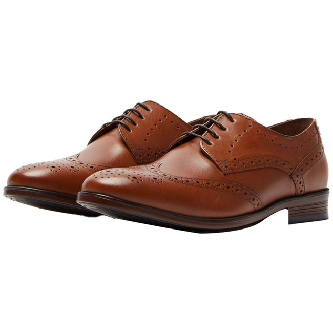 Tan - Front - Burton Mens Leather Brogues