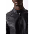 Black - Side - Burton Mens Leather Racer Jacket
