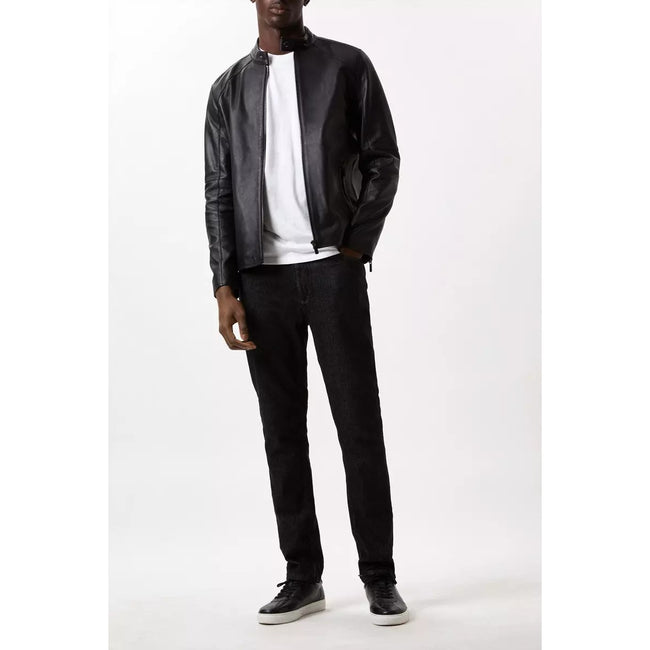 Black - Pack Shot - Burton Mens Leather Racer Jacket
