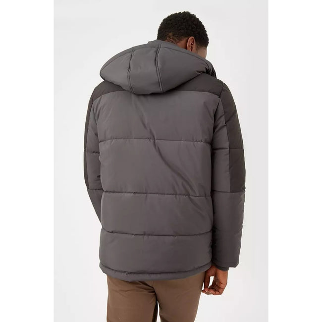 Charcoal - Back - Burton Mens Contrast Panel Puffer Jacket