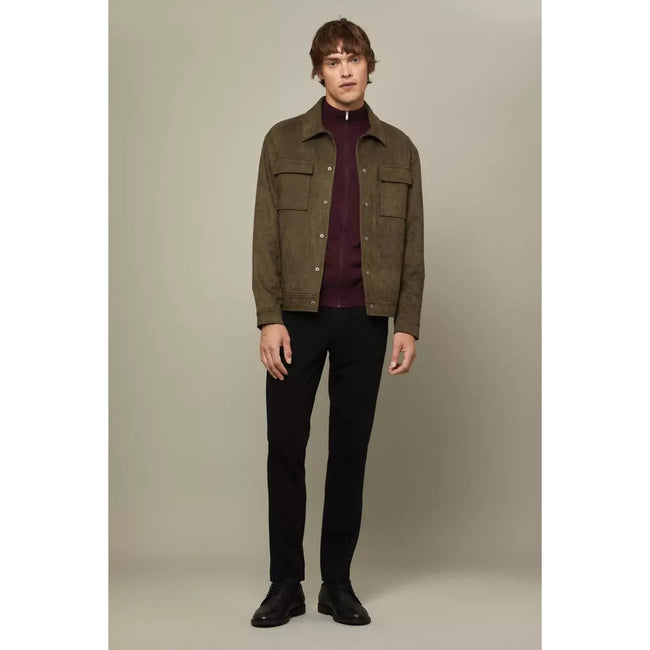 Khaki - Pack Shot - Burton Mens Suedette Regular Overshirt
