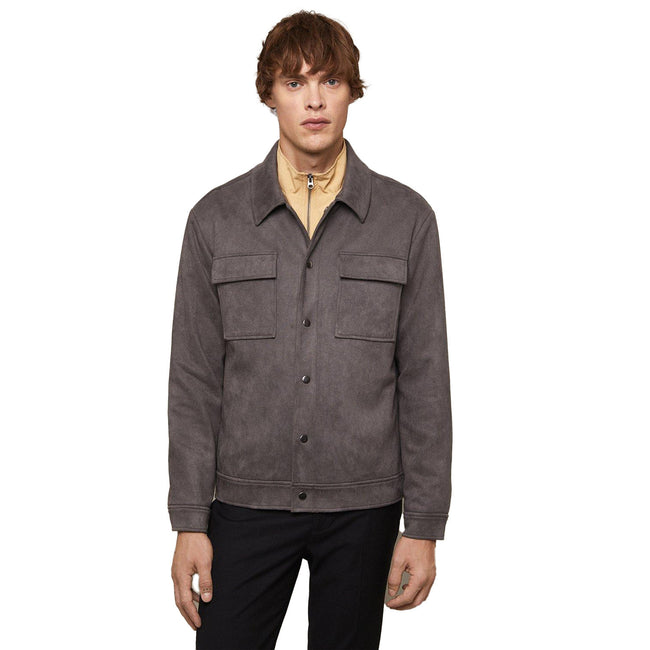Charcoal - Front - Burton Mens Suedette Regular Overshirt