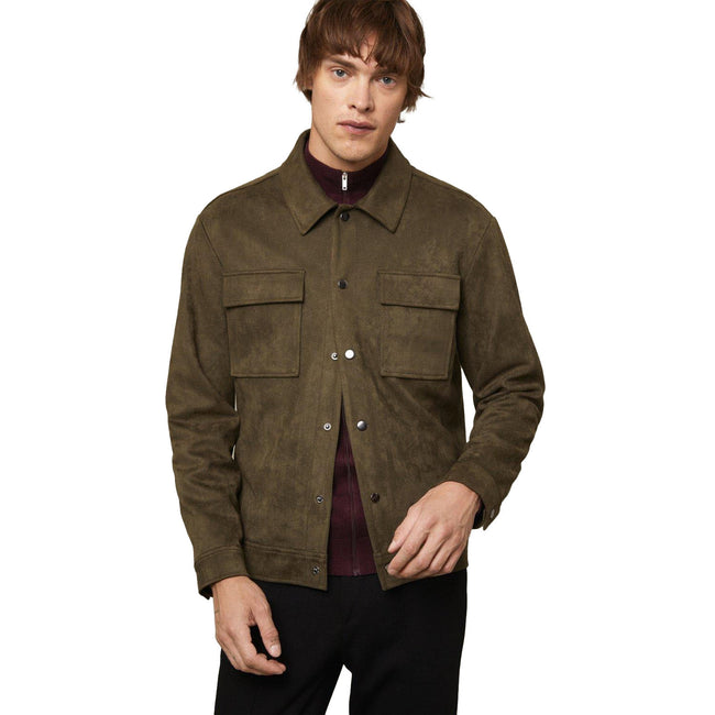 Khaki - Front - Burton Mens Suedette Regular Overshirt