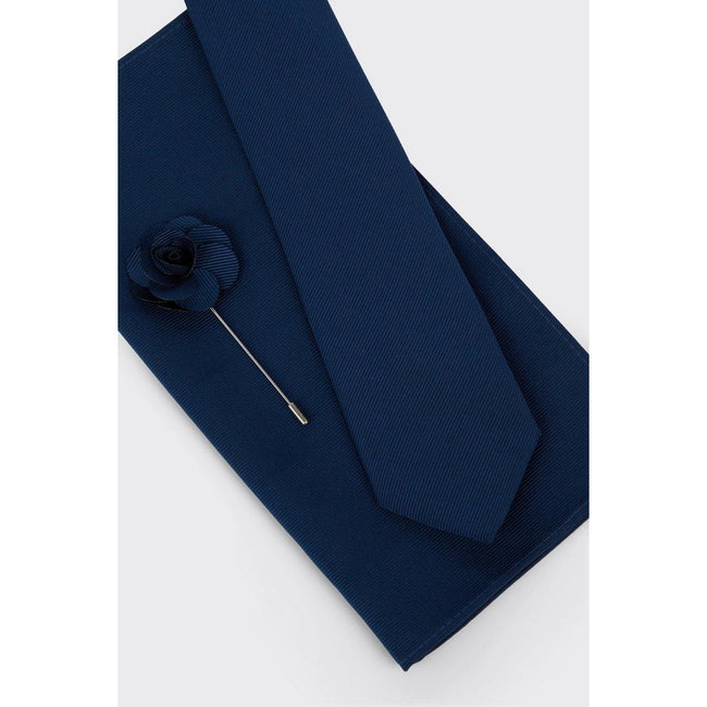 Navy - Side - Burton Mens Wedding Tie Set