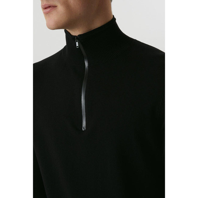Black - Side - Burton Mens Premium Knitted Funnel Neck Sweater