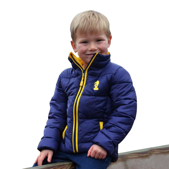 Navy-Yellow - Front - Little Rider Boys Lancelot Padded Jacket