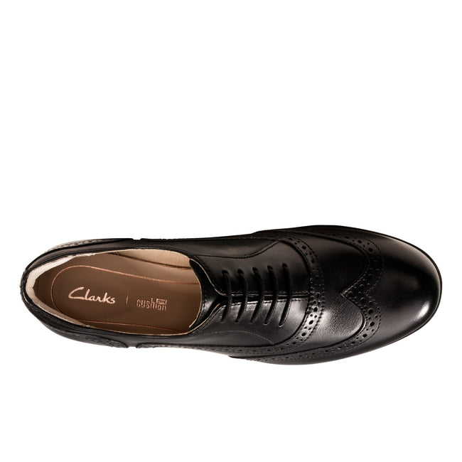 Black - Pack Shot - Clarks Womens-Ladies Hamble Oak Leather Brogues
