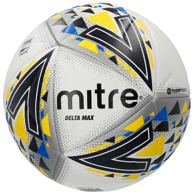White-Black-Yellow - Front - Mitre Delta Max Soccer Ball