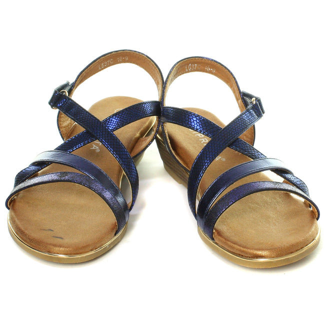 Blue - Side - Cipriata Womens-Ladies Alessia Crossover Strap Sandals