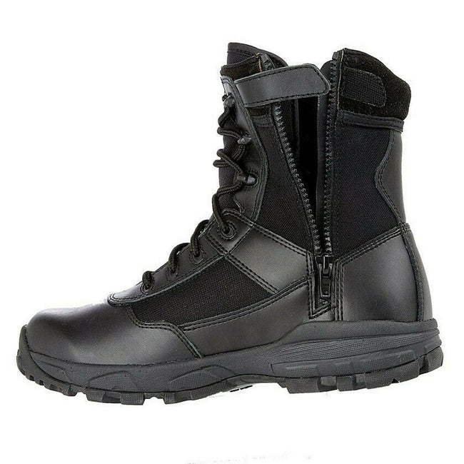 Black - Back - Grafters Mens Leather Combat Boots