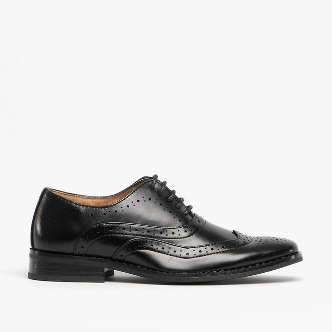Black - Back - Goor Boys 5 Eye Brogue Oxford Shoes