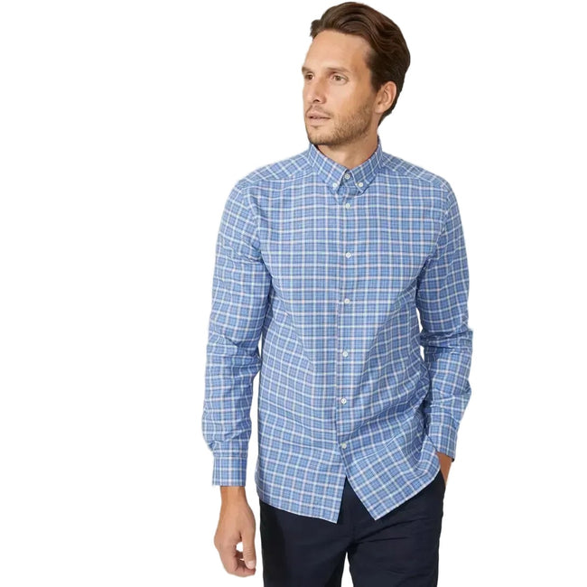 Pale Blue - Front - Maine Mens Heritage Checked Shirt
