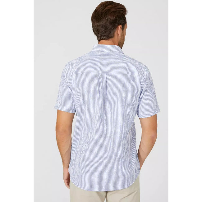 Mid Blue - Back - Maine Mens Seersucker Shirt