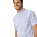 Mid Blue - Front - Maine Mens Seersucker Shirt