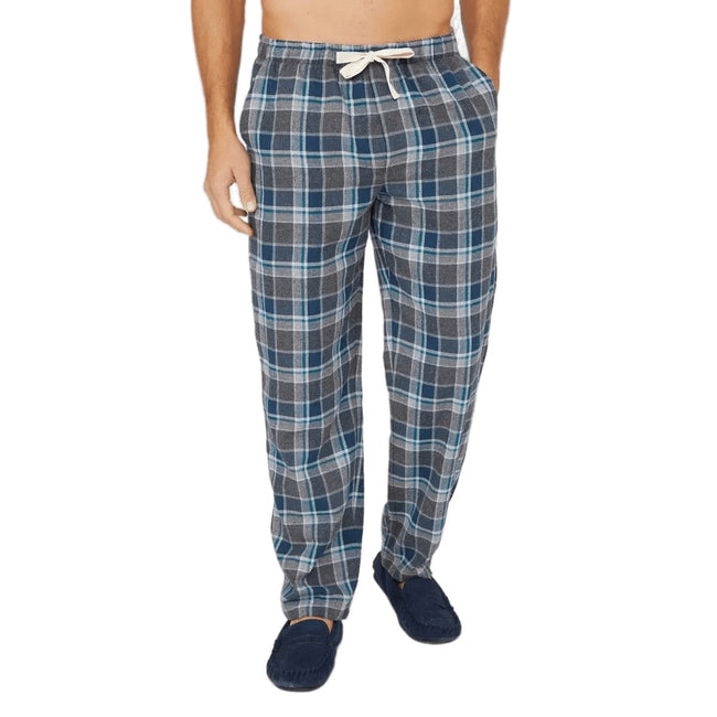 Dark Grey - Front - Debenhams Mens Brushed Twill Checked Lounge Pants