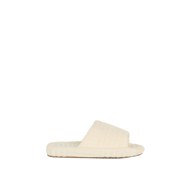 Cream - Front - Debenhams Womens-Ladies Textured Slippers