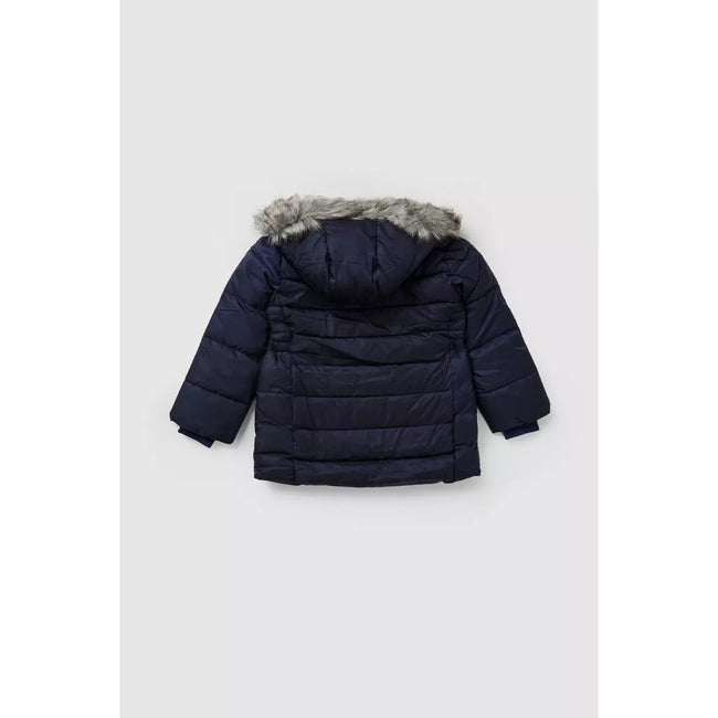 Navy - Back - Blue Zoo Girls Metallic Padded Jacket